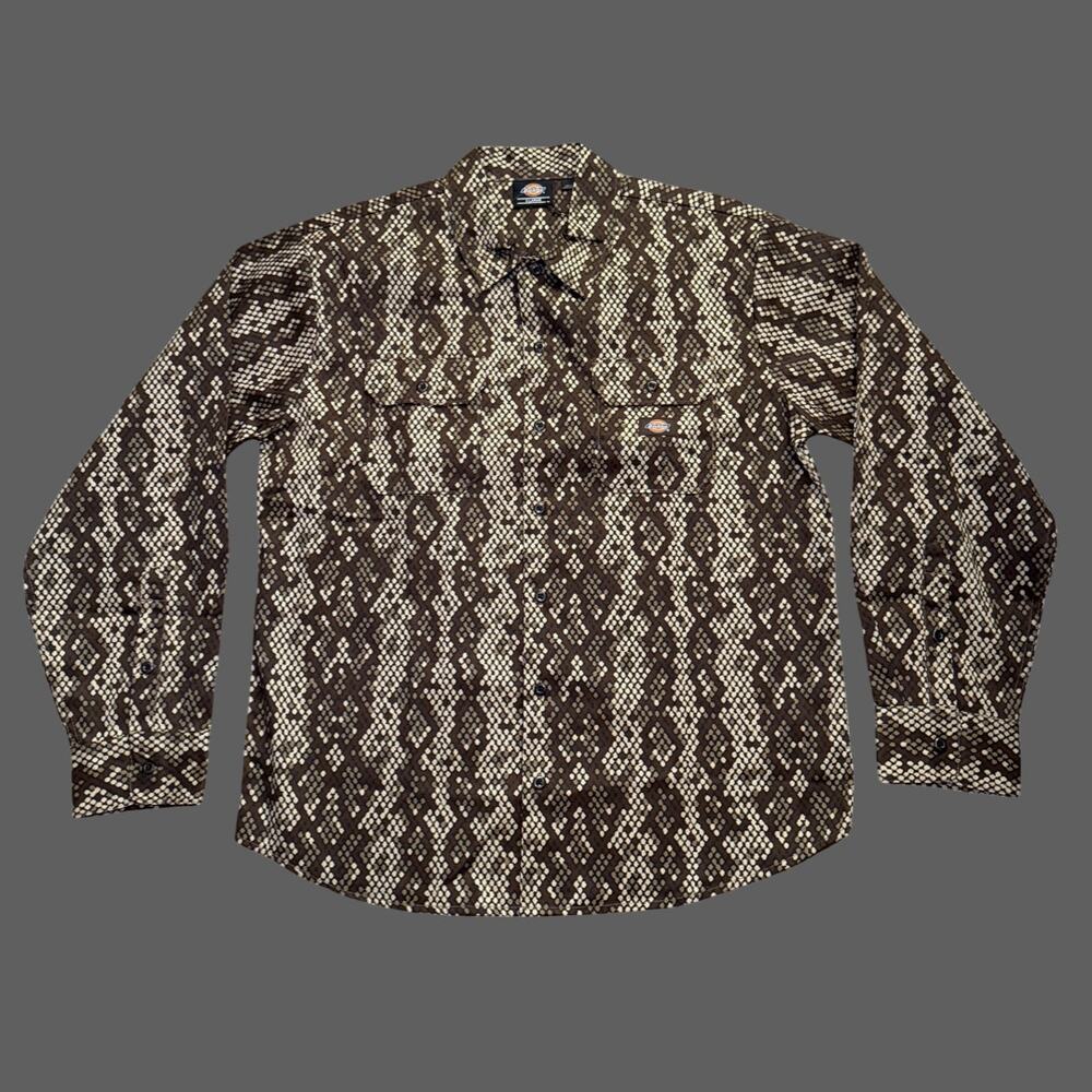 Dickies Snake Skin Camo Button Up Shirt XL